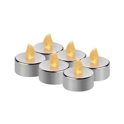  LED dekoracija &amp;ndash; 6x čajna svečka srebrna, 6x CR2032 , notranja, vintage 6/1 Slike
