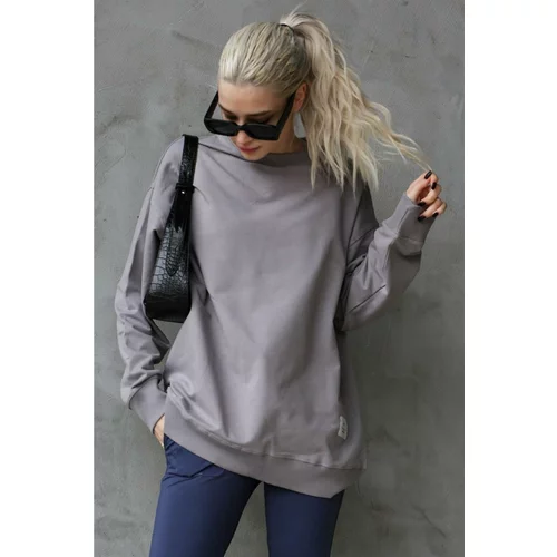 Madmext Sweatshirt - Gray - Oversize