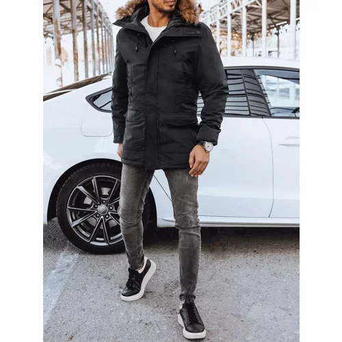 DStreet Black men's winter hooded jacket TX4312