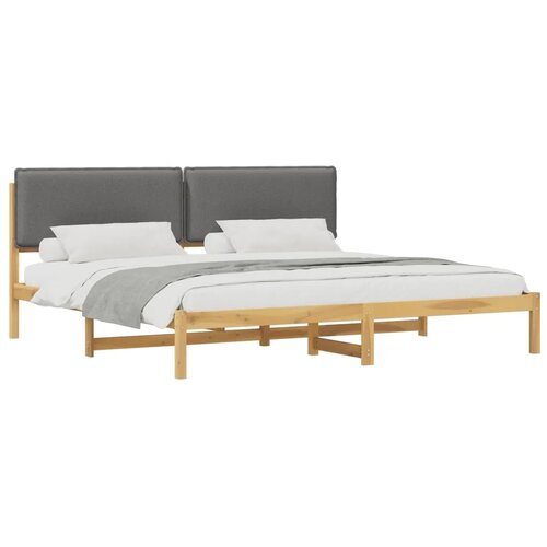  Krevetni okvir s tapiciranim uzglavljem - Bijelo prana i svijetlosiva 200 x 200 cm Slike