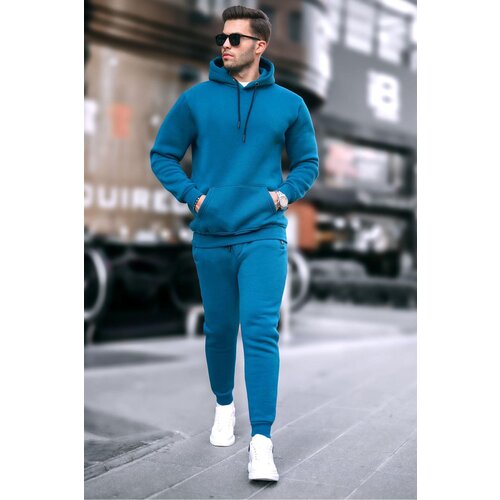 Madmext Petrol Blue Hooded Basic Tracksuit 5905 Slike