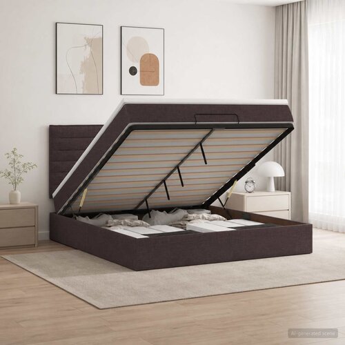  Krevet od pjene s madracem i LED-om Tamno smeđa 180 x 200 cm Slike