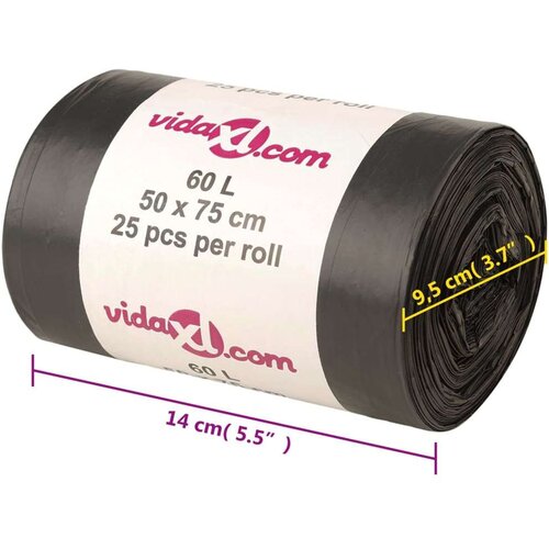 VidaXL Vreće za smeće 250 kom crne 60 L Slike