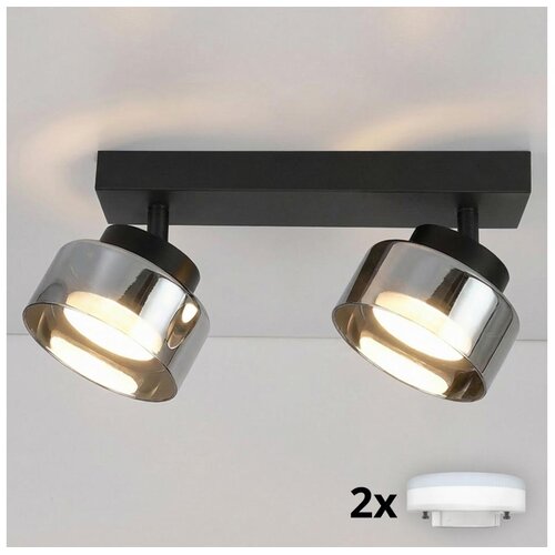 Brilagi LED RGB prigu&amp;scaron;iva tačkasto svetlo AURA LUX 2xGX53/14W/230V Wi-Fi Tuya crna/zadimljeno staklo Slike