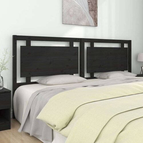  Uzglavlje za krevet crno 205 5 x 4 x 100 cm od masivne borovine Slike