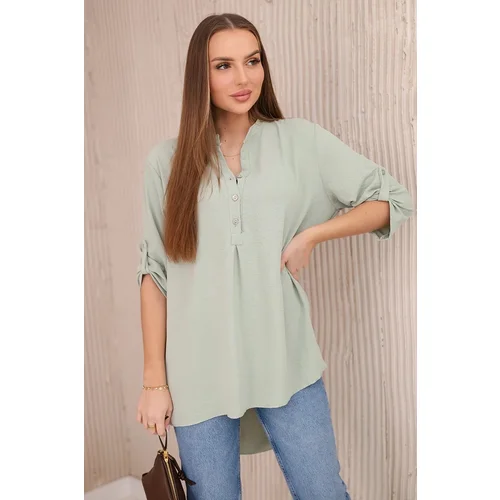 Kesi Blouse with a longer back dark mint