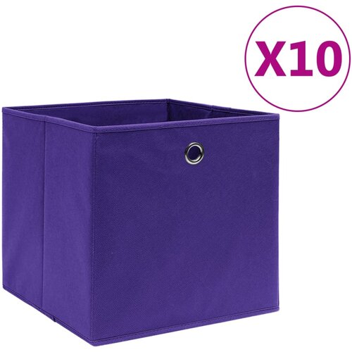 vidaXL Škatle 10 kosov netkano blago 28x28x28 cm vijolične Cene