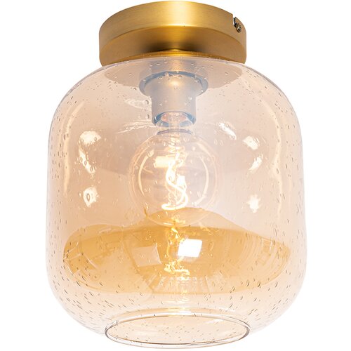 QAZQA Smart plafondlamp messing en amber glas incl. Wifi G95 - Zuzanna Cene