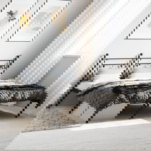 VidaXL Metalni okvir za krevet s uzglavljem crni 140x190 cm Slike