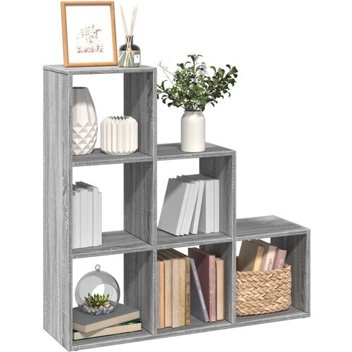 vidaXL Pregrada s knjižno omaro 3-nadstropna siva sonoma 99x29x99 cm Cene
