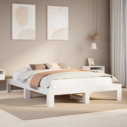 Furnova Posteljni okvir brez vzmetnice bel 140x190 cm trdna borovina, (21935798) Slike