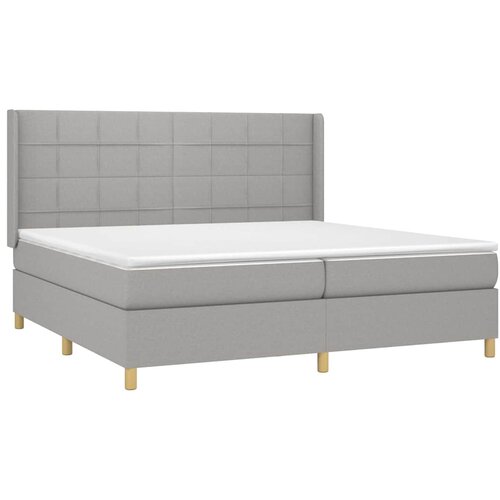  Krevet s oprugama i madracem svjetlosivi 200 x 200cm od tkanine Slike