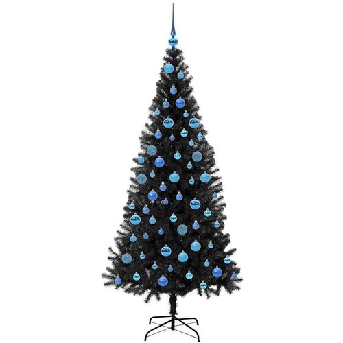 VidaXL Božićno drvce s 300 LED svjetlima s stalakom Crna 180 cm PVC Slike