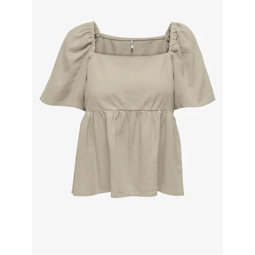 JDY Beige Women's Linen Top Say - Women