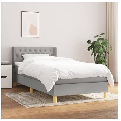  Box spring postelja z vzmetnico svetlo siv 100x200 cm blago Cene