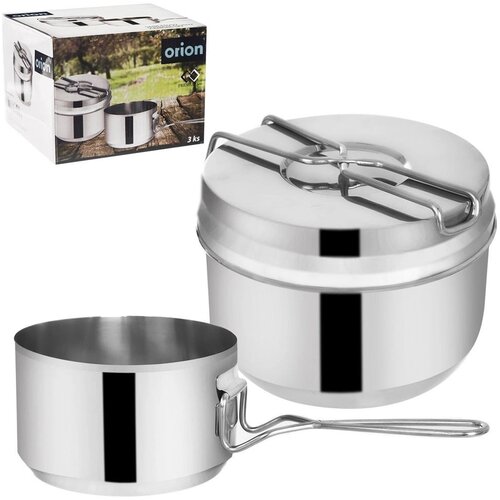  Turistička 3-dijelna inox lunch box posuda za hranu i kuhanje 1500ml Slike
