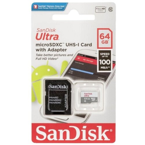 Sandisk 64GB Ultra microSDXC + SD Adapter 100MB/s, Class 10 UHS-I Cijene