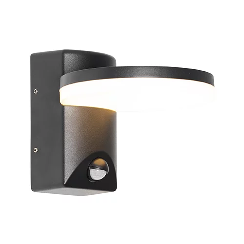 QAZQA Zunanja stenska svetilka črna z LED IP54 senzorjem gibanja - Esmee