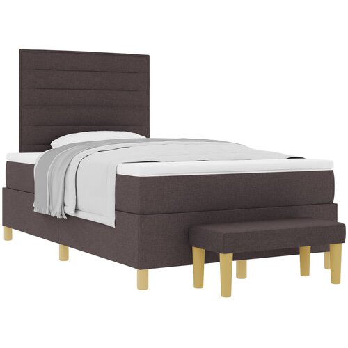 VidaXL Box Spring krevet s madracem i klupom tamnosmeđi 120x190 cm tkanina Slike