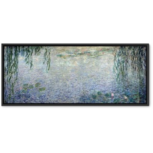  Slika - Claude Monet &amp;ndash; The Water Lilies &amp;ndash; Clear Morning with Willows 100x40 U crnom drvenom okviru Slike