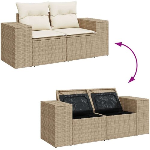 VidaXL 6-dijelni set vrtnih sofa s jastucima bež od poliratana Slike
