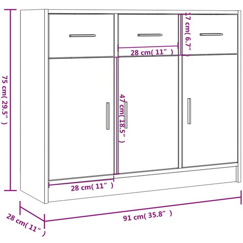  Komoda siva boja betona 91x28x75 cm od konstruiranog drva Slike