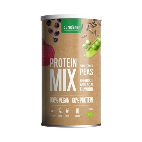 Purasana Veganska proteinska me&amp;scaron;anica sončnic in graha, bio - acai Slike