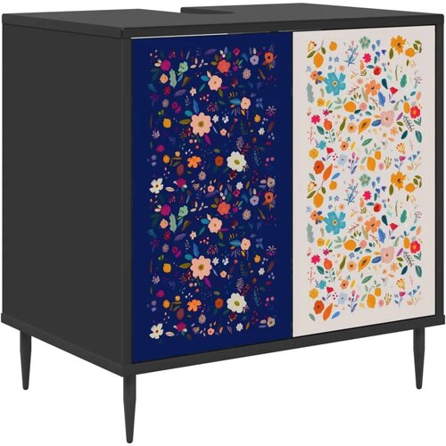  Kupaonski ormar MAINZ Crni hrast 60 x 40 x 61 cm - Cvjetni uzorak Slike