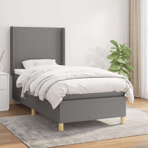  Box spring postelja z vzmetnico temno siva 80x200 cm blago, (20790683) Slike