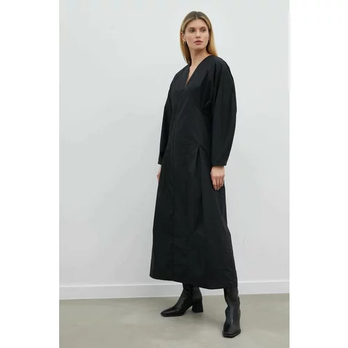 By Malene Birger Pamučna haljina boja: crna, maxi, širi se prema dolje