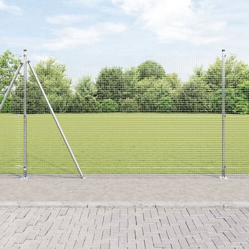VidaXL Varjena žična ograja s 7 flanged stebri 1.4x10 m Galvanizirano jeklo Slike