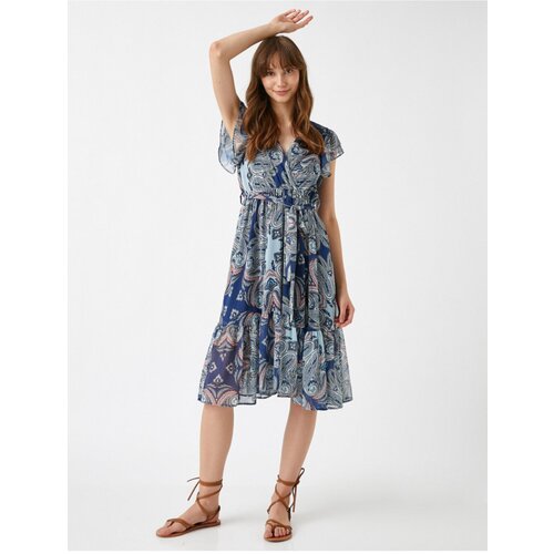 Koton Short Sleeve Shawl Patterned Dress Cene