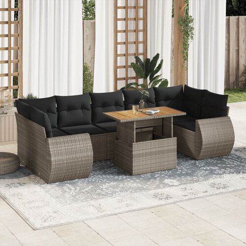 vidaXL 8-dijelni set vrtnih sofa od poliratana s jastucima sivi Cijene