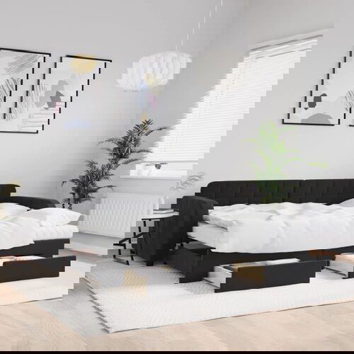 VidaXL Izvlečna dnevna postelja s predali črna 90x200 cm žamet Slike