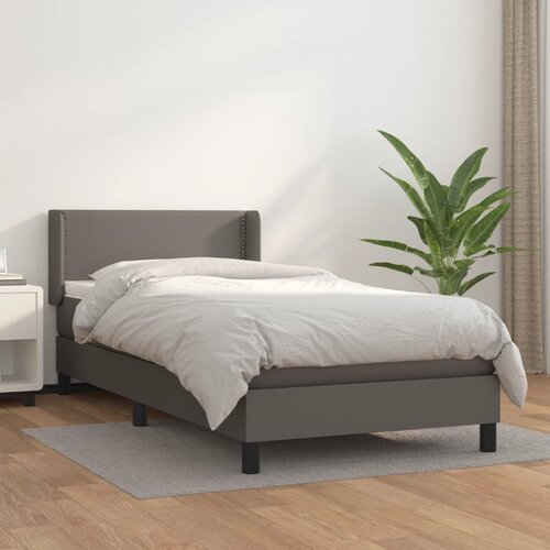 The Living Store Box spring postelja z vzmetnico siva 80x200 cm umetno usnje - Box Spring Postelja, (21520043) Cene