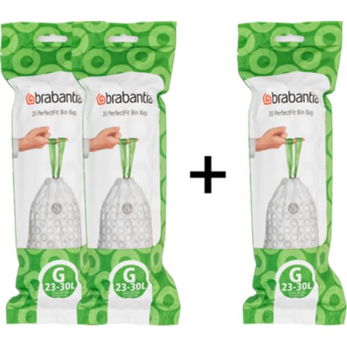 Brabantia PerfectFit vrečke za smeti v roli - 2 +1 / 23-30L (G) - 20 kosov Cene