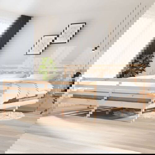 The Living Store Posteljni okvir iz trdnega lesa 200x200 cm - Posteljni Okvir, (21523697) Slike