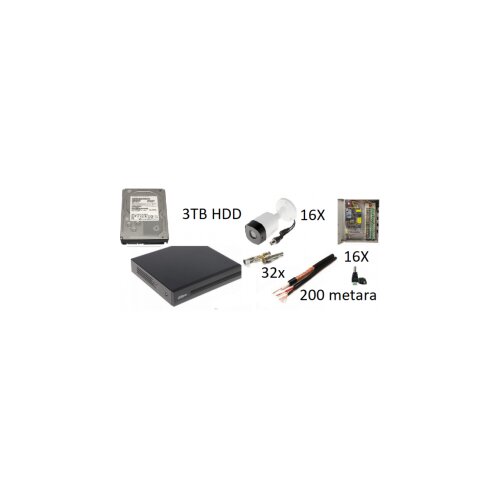 Dahua SET-16 * 16X HAC-B1A21-0360B + DVR18CH + 2xRG59100m sa2x0.75 napajanjem +3T HDD, sa kucistem Cene
