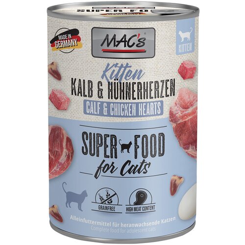 MAC's Ekonomično pakiranje MAC´s Cat hrane za mačke 12 x 400 g - Kitten (teletina i pureća srca) Cijene