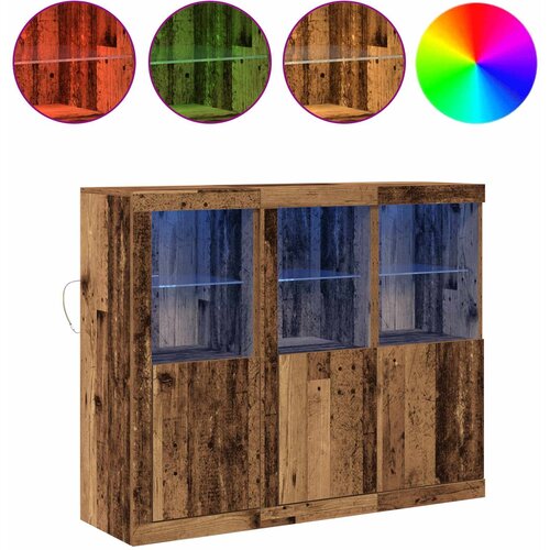  LED komoda 3 pcs Staro drvo 123 x 37 x 100 cm Konstruirano drvo Slike