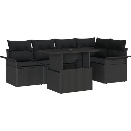 vidaXL 6-delni vrtnosofa set s blazinami Črna poli ratan, 2-sedežna vrtnosofa s shranjevanjem in blazinami Črna poli ratan Cene