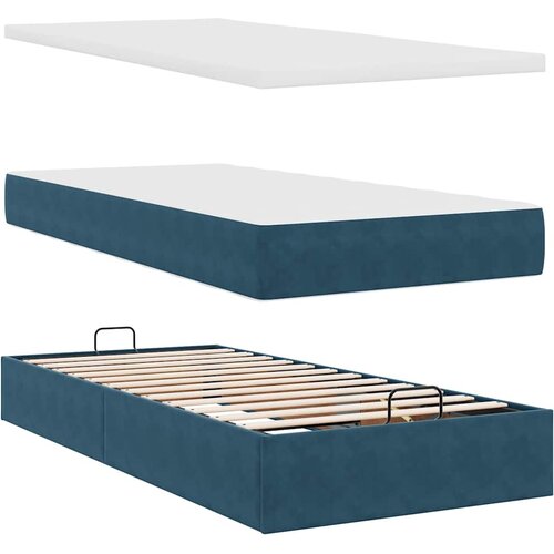  Otomanski okvir kreveta s madracima plavi 180x200cm bar&amp;scaron;unasti Slike