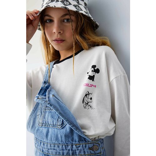 Defacto Girl Disney Mickey & Minnie Crop Crew Neck Cotton T-Shirt Slike