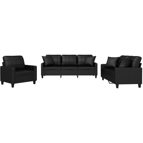 vidaXL 3-dijelni set sofa s jastucima crna od umjetne kože Cijene