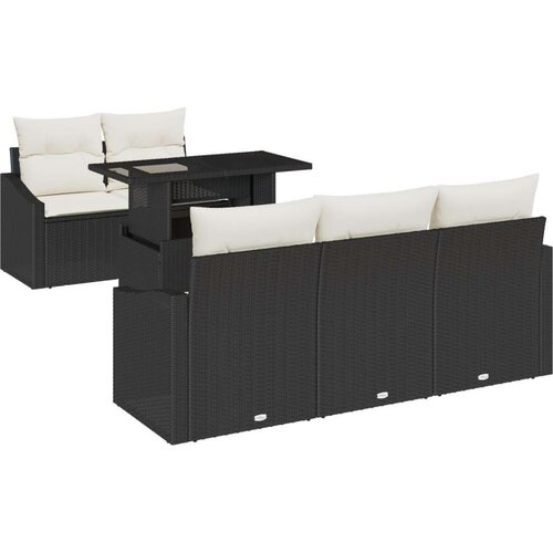  Set od 6 komada vrtnih sofa s jastučićima Crni poli ratan Slike