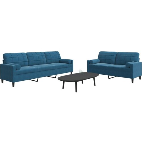 VidaXL 2-dijelni set sofa s jastucima plavi bar&amp;scaron;unasti Slike