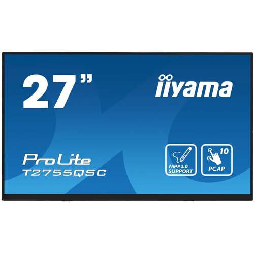 Iiyama Monitor LED T2755QSC-B1 27&rdquo; Optical Bonded PCAP 10pt IPS Edge to edge glass 2560 x 1440 @75Hz 400 cd/m&sup2; HDMI DP USB Hub Tilt angle 15&deg; up; 70&deg; down Cene