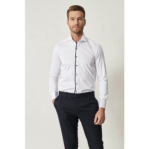 Altinyildiz classics Men's White-Navy Blue Tuxedo Collar Tailored Slim Fit Slim Fit Shirt Cijene