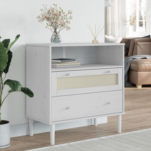  Komoda SENJA bijela izgled ratana 80x40x80 cm masivna borovina Cijene