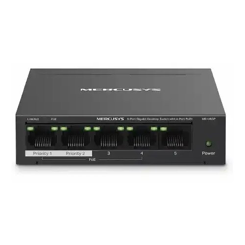 Mercusys MS105GP 5-portni gigabitni stoni prekidač sa 4-porta PoE+, 4×Gigabit PoE+ porta, 1×Gigabitni port bez PoE, 65 W PoE napajanje, stolno Cijene